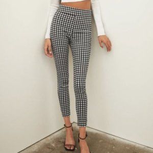 Zara High Waisted Gingham Pant Skinny Trousers